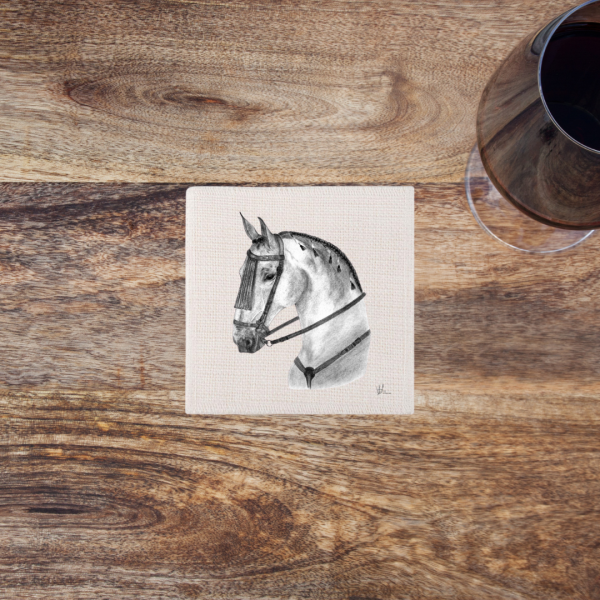 Posavasos Caballo Blanco y negro